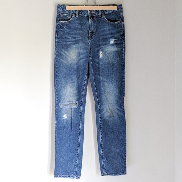 Forever 21 Denim - Torn Fashion Mom Jeans Straight Leg Boyfriend